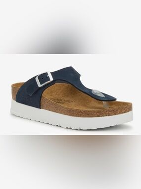 Birkenstock Papillo, "Gizeh" black and white platform sandal, size 43 / 12